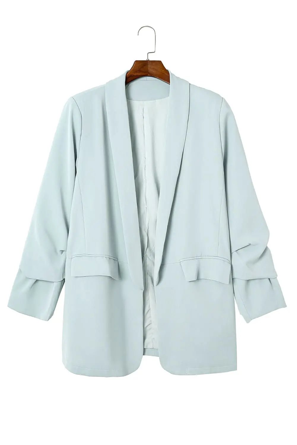 Sky blue plus size lapel blazer - Love Salve